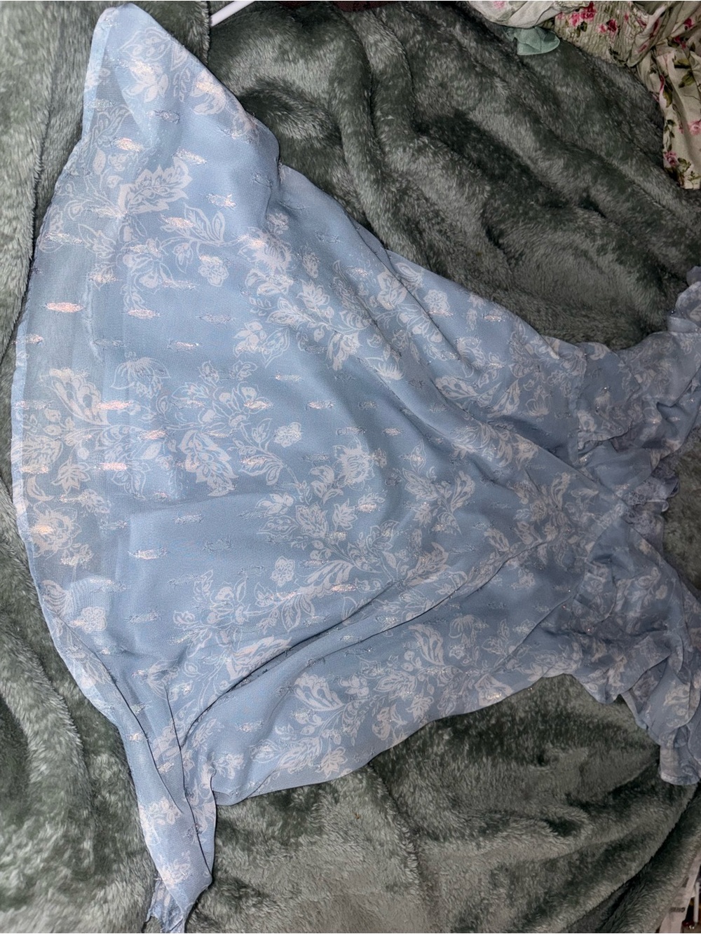 Altar'd State Light Blue & White Floral Slip